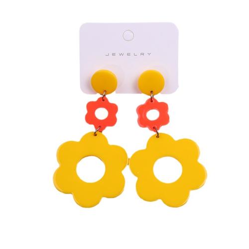 Acrylic Drop Earring, Flower, painted, for woman & hollow 
