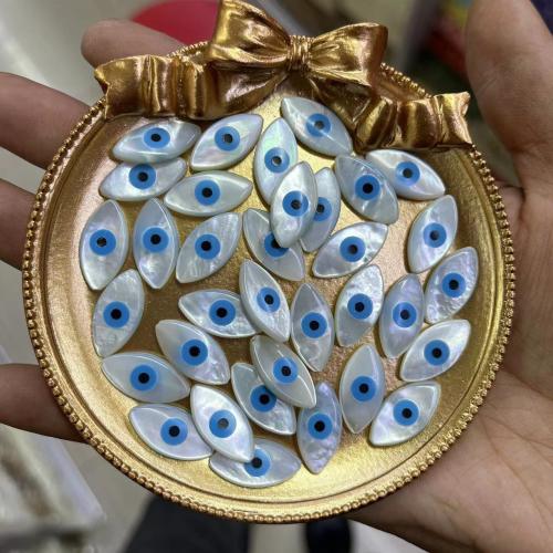 Mode Evil Eye Perlen, Weiße Lippenschale, DIY & verschiedene Größen vorhanden & Emaille, gemischte Farben, 5PCs/Tasche, verkauft von Tasche