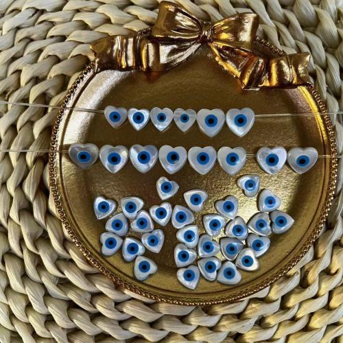 Mode Evil Eye Perlen, Weiße Lippenschale, Herz, DIY & verschiedene Größen vorhanden & verschiedene Stile für Wahl & Emaille, keine, 5PCs/Tasche, verkauft von Tasche
