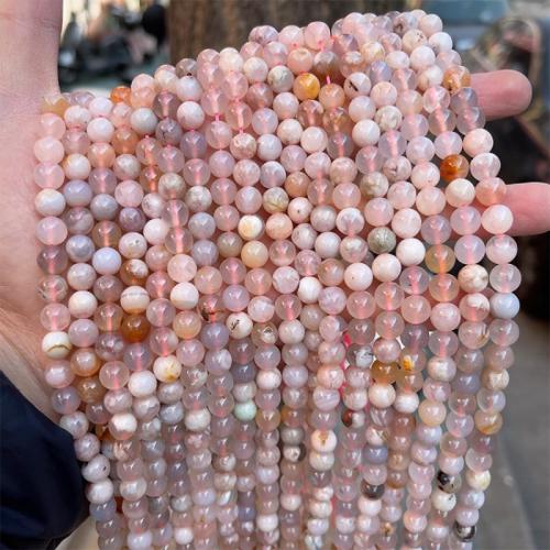 Achat Perlen, Weißer Kirschblüten-Achat, rund, poliert, DIY & verschiedene Größen vorhanden, Rosa, Länge:ca. 38 cm, verkauft von Strang