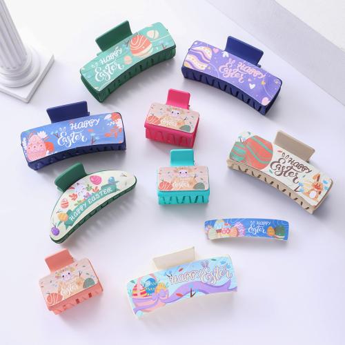 Hair Claw Clips, Resin, with PU Leather, handmade  & for woman 