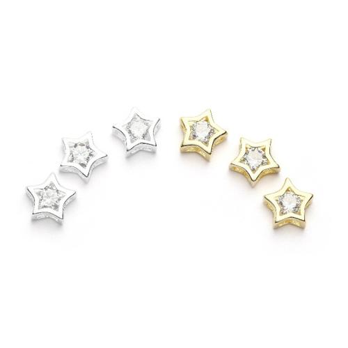 Sterling Silver Spacer Beads, 925 Sterling Silver, Star, plated, DIY & micro pave cubic zirconia 8mm Approx 1.5mm 