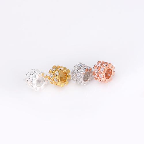 Sterling Silver Spacer Beads, 925 Sterling Silver, plated, DIY & micro pave cubic zirconia Approx 3.6mm 