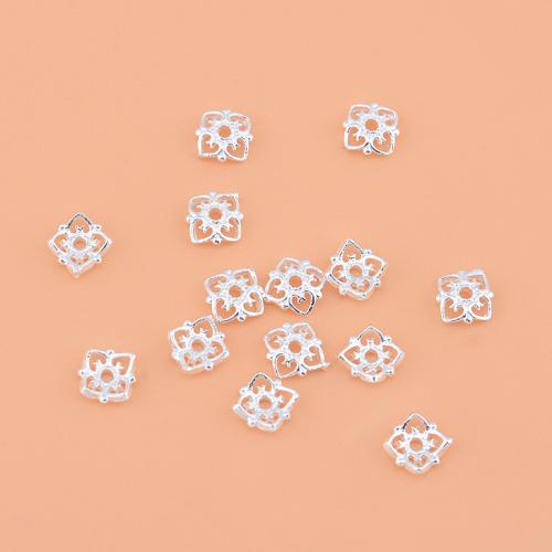 Sterling Silver Bead Caps, 925 Sterling Silver, plated, DIY, silver color, 6.7mm [