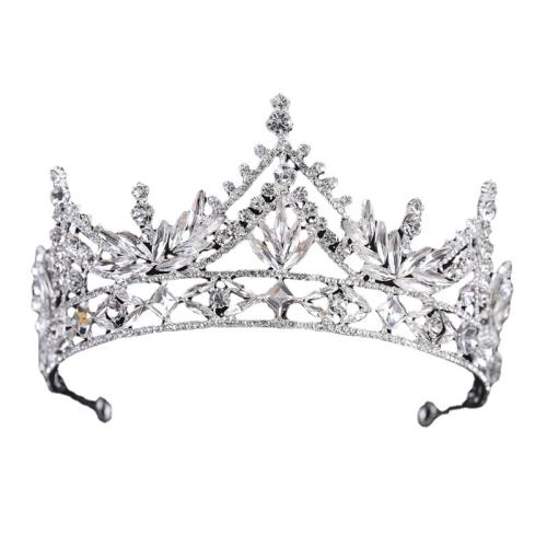 Bridal Tiaras, Zinc Alloy, with Crystal, plated, fashion jewelry & for woman & with rhinestone, white, diameter 140mm, height 70mm, arc length 280-300mm 