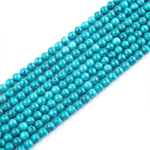 Perles en Turquoise naturelle, Rond, poli, DIY & normes différentes pour le choix, bleu Environ 38 cm, Vendu par brin[