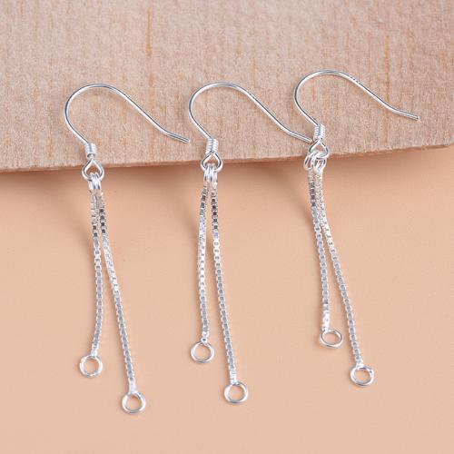 Sterling Silver Earring Drop Component, 925 Sterling Silver, plated, DIY, silver color, 47mm 