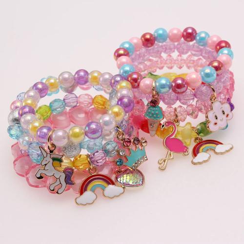 Children Bracelets, Acrylic, with enamel, plated, for children & with rhinestone The bracelet is 16cm long and the bead size is 10mm 