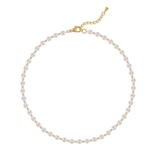 Plastic Pearl Necklace, Zinc Alloy, with Plastic Pearl, with 7cm extender chain, plated, fashion jewelry & for woman Approx 38 cm 