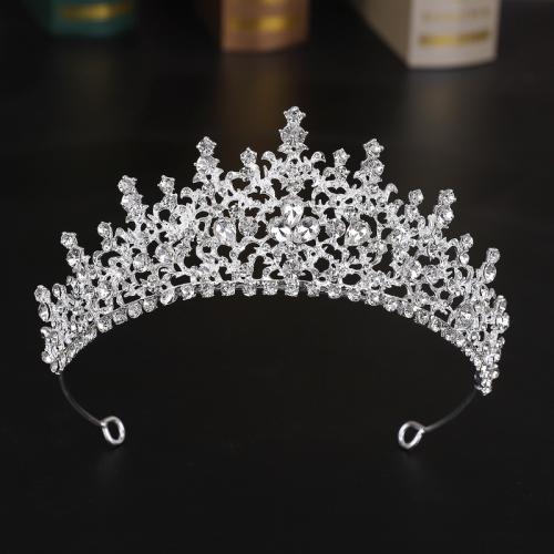 Bridal Tiaras, Zinc Alloy, with Crystal, fashion jewelry & for woman & with rhinestone, silver color, diameter 140mm, height 75mm, arc length 280mm 