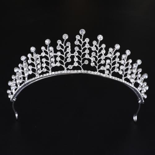 Bridal Tiaras, Zinc Alloy, fashion jewelry & for woman & with rhinestone, silver color, diameter 140mm, height 70mm, arc length 280-300mm 