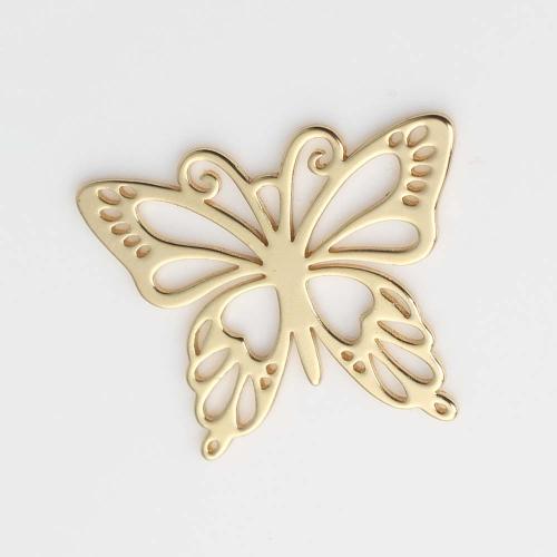 Hollow Brass Pendants, Butterfly, gold color plated, DIY [