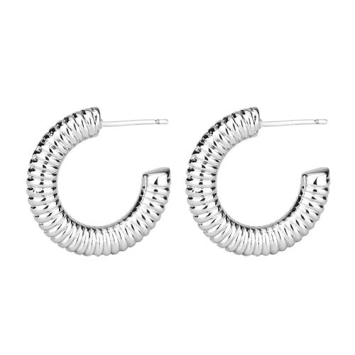 925 Sterling Silver Stud Earring, Letter U, fashion jewelry & for woman, silver color 