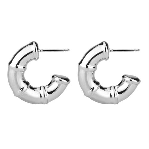 925 Sterling Silver Stud Earring, Letter C, fashion jewelry & for woman, silver color 