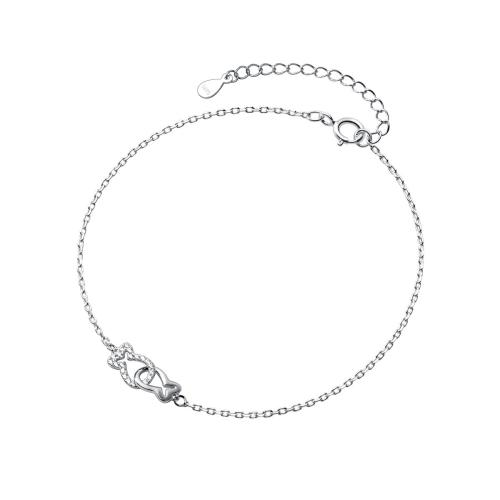 925 Sterling Silver Anklet, with 2.2inch extender chain, Fish, platinum plated, for woman & with rhinestone & hollow Approx 10.6 Inch [