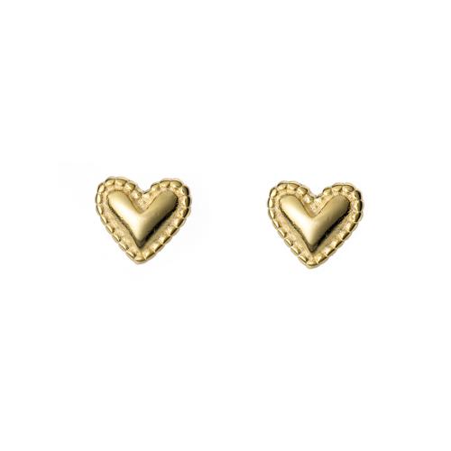 925 Sterling Silver Stud Earring, Heart, plated, fashion jewelry & for woman 5mm 
