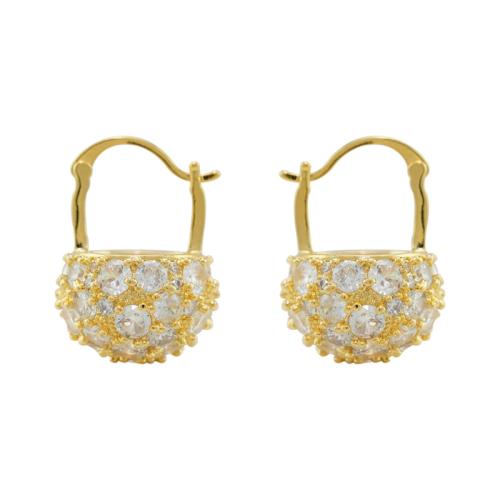 Cubic Zirconia Micro Pave Brass Earring, Basket, 18K gold plated, fashion jewelry & micro pave cubic zirconia & for woman, golden 