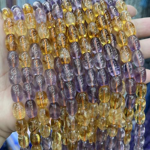 Gemischte Farbe Quarz Perlen, Amethyst, mit Gelbquarz Perlen, Zylinder, Modeschmuck & DIY, gemischte Farben, 8x12mm, Länge:ca. 38 cm, verkauft von Strang