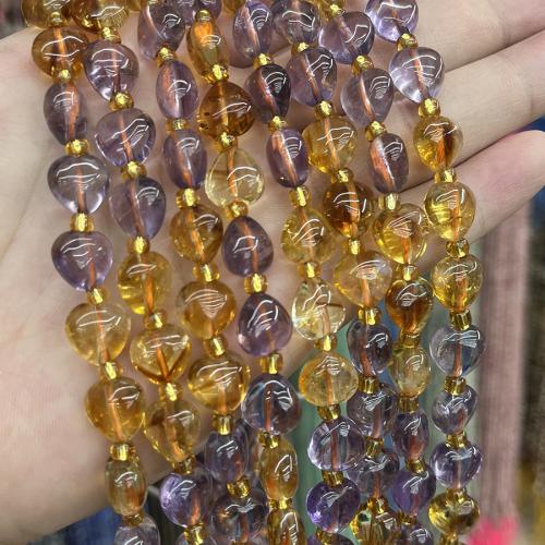 Perles nature de couleur Mix, améthyste, avec perles de citrine, coeur, bijoux de mode & DIY, couleurs mélangées, 10mm Environ 38 cm, Vendu par brin