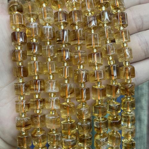 Citrin Naturperlen, Gelbquarz Perlen, Zylinder, Modeschmuck & DIY, gelb, Length about 8-9mm, Länge:ca. 38 cm, verkauft von Strang