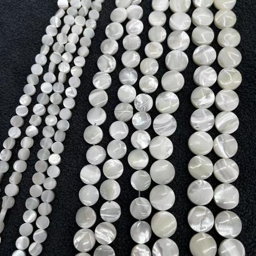 Perles de coquille de mer, coquillage, Plat rond, bijoux de mode & DIY & normes différentes pour le choix, blanc Environ 38 cm, Vendu par brin