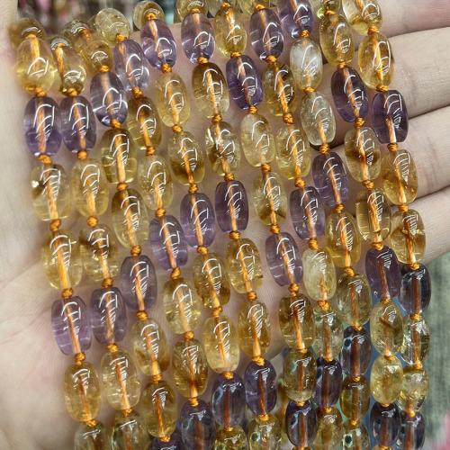 Mix Color Quartz Beads, Amethyst, with Citrine, barrel, fashion jewelry & DIY, mixed colors Approx 38 cm 