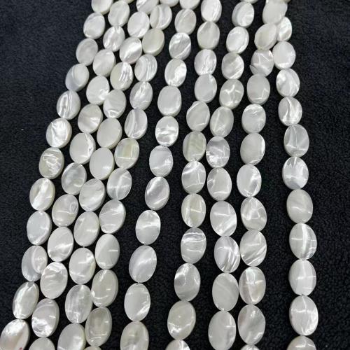 Turbanschnecken Perlen, flachoval, Modeschmuck & DIY, weiß, 10x15mm, ca. 27PCs/Strang, verkauft von Strang