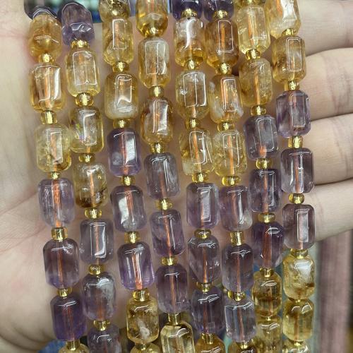 Gemischte Farbe Quarz Perlen, Amethyst, mit Gelbquarz Perlen, Zylinder, Modeschmuck & DIY & facettierte, gemischte Farben, 8x12mm, Länge:ca. 38 cm, verkauft von Strang