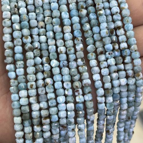 Single Gemstone Beads, Larimar, Square, fashion jewelry & DIY & faceted, blue, 4mm Approx 38 cm 