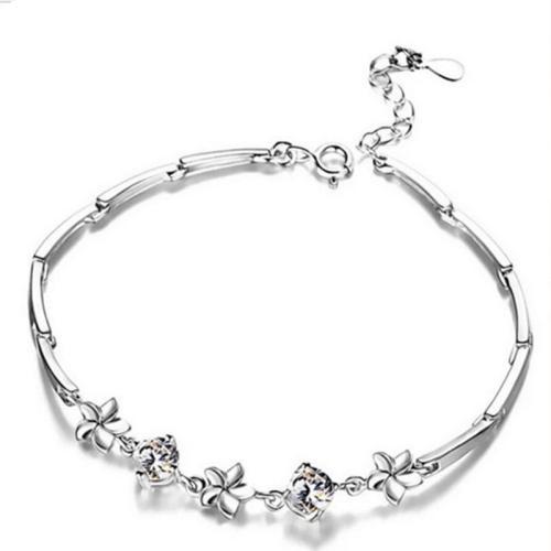 Cubic Zirconia Micro Pave Sterling Silver Bracelet, 925 Sterling Silver, with 3cm extender chain, fashion jewelry & micro pave cubic zirconia & for woman Approx 20.5 cm 
