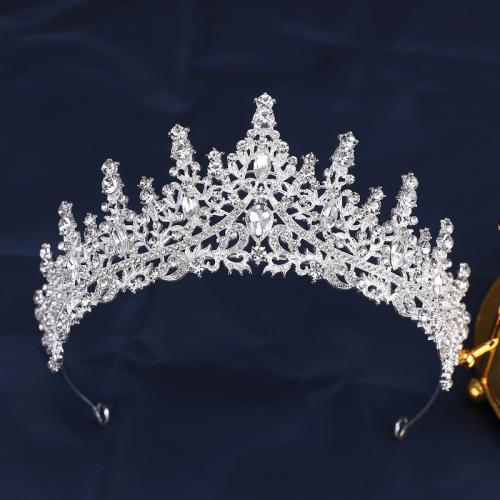 Bridal Tiaras, Zinc Alloy, with Crystal, fashion jewelry & for woman & with rhinestone, silver color, diameter 140mm, height 75mm, arc length 300mm 