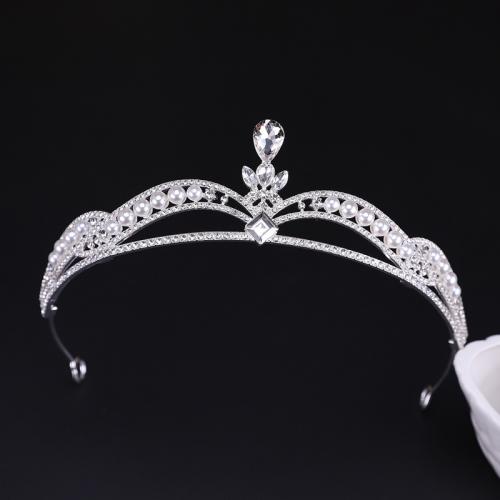 Bridal Tiaras, Zinc Alloy, with Crystal & Plastic Pearl, fashion jewelry & for woman & with rhinestone 