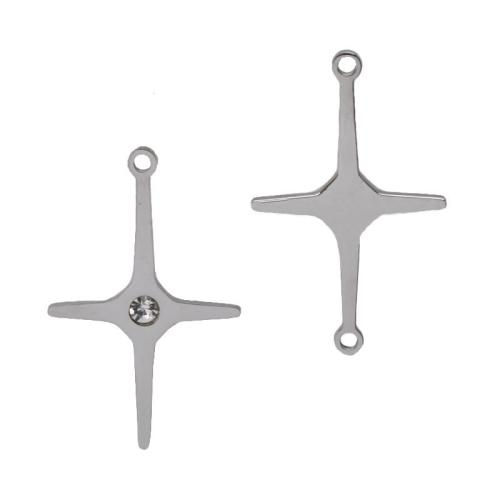 Stainless Steel Cross Pendants, 304 Stainless Steel, polished, DIY original color 