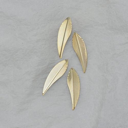 Zinc Alloy Leaf Pendants, gold color plated, DIY [