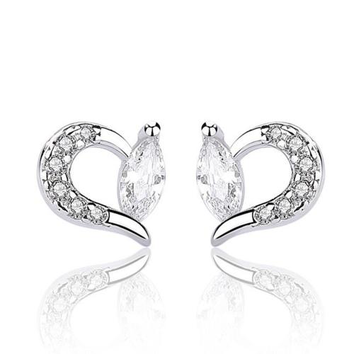 Cubic Zirconia Micro Pave Brass Earring, plated, micro pave cubic zirconia & for woman, platinum color 