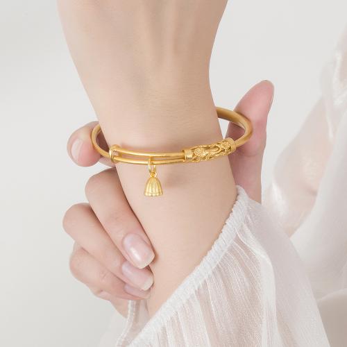 Brass Bangle, plated, for woman, golden, Inner Approx 63mm [