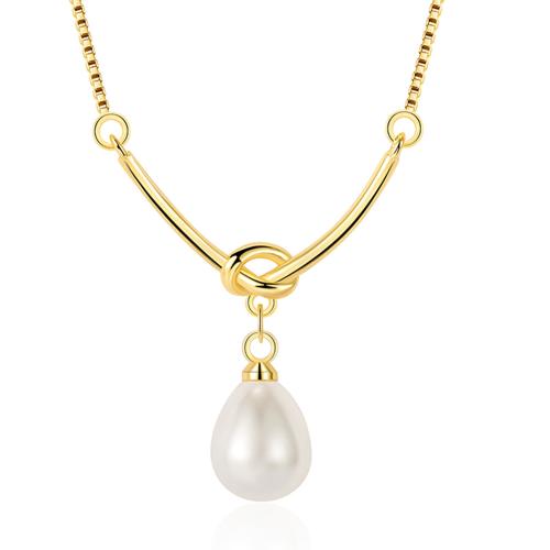 Brass Jewelry Necklace, with Plastic Pearl, with 5CM extender chain, plated, for woman Approx 40 cm 