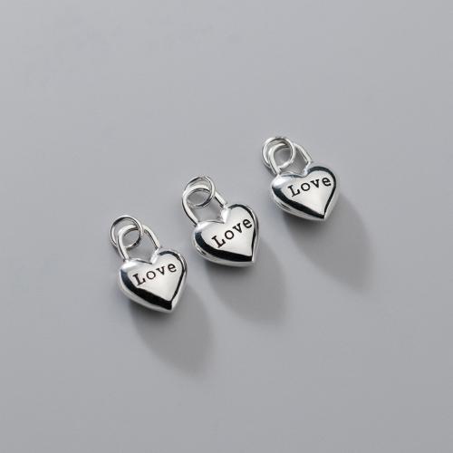 Sterling Silver Heart Pendants, 925 Sterling Silver, DIY & with letter pattern 
