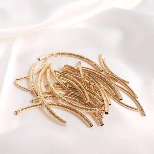 Brass Curved Tube Beads, 14K gold-filled golden 