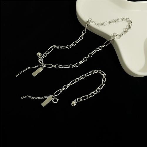 Fashion Zinc Alloy Jewelry Sets, with Copper Coated Iron, fashion jewelry & for woman, silver color Approx 46 cm, Approx 17.5 cm 