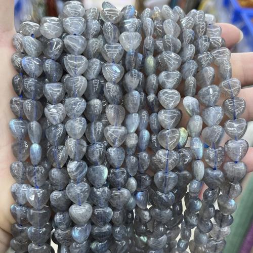 Labradorit Perlen, Herz, Modeschmuck & DIY, grau, 10mm, Länge:ca. 38 cm, verkauft von Strang