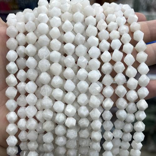 Natural Moonstone Beads, Blue Moonstone, Polygon, fashion jewelry & DIY & faceted, white, 8mm Approx 38 cm 