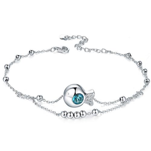 Cubic Zirconia Micro Pave Sterling Silver Bracelet, 925 Sterling Silver, with Austrian Crystal, with 5cm extender chain, fashion jewelry & micro pave cubic zirconia & for woman Approx 21 cm 