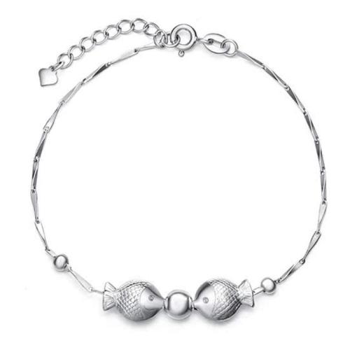 Sterling Silver Bracelets, 925 Sterling Silver, Fish, polished, fashion jewelry & for woman Approx 16 cm 