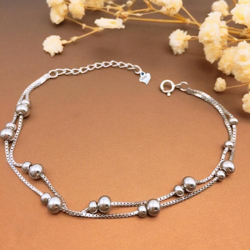 Sterling Silver Bracelets, 925 Sterling Silver, with 3.5cm extender chain, polished, Double Layer & fashion jewelry & for woman Approx 19.5 cm 