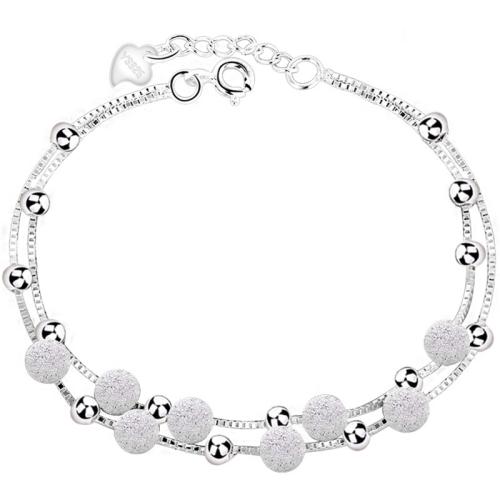 Sterling Silver Bracelets, 925 Sterling Silver, with 3.5cm extender chain, polished, Double Layer & fashion jewelry & for woman Approx 16.5 cm 