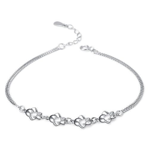 Sterling Silver Bracelets, 925 Sterling Silver, with 3cm extender chain, Flower, polished, fashion jewelry & for woman Approx 16.5 cm 