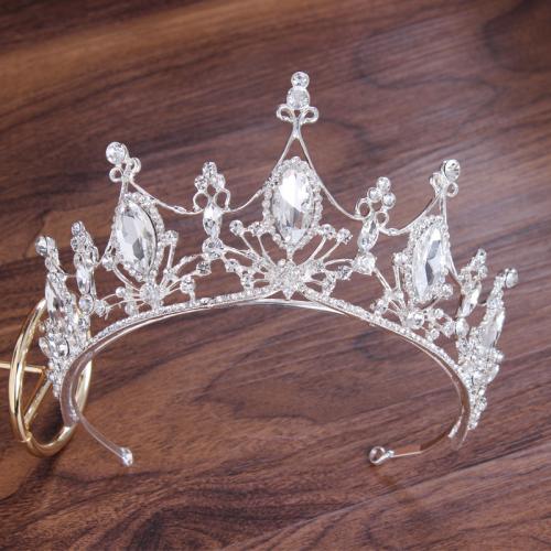 Bridal Tiaras, Zinc Alloy, for woman & with rhinestone diameter 130mm, height 75mm, arc length 310mm 