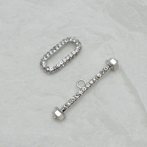 Zinc Alloy Toggle Clasp, silver color plated, DIY & with rhinestone 
