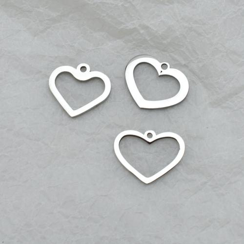 Stainless Steel Heart Pendants, 304 Stainless Steel, polished, DIY original color [